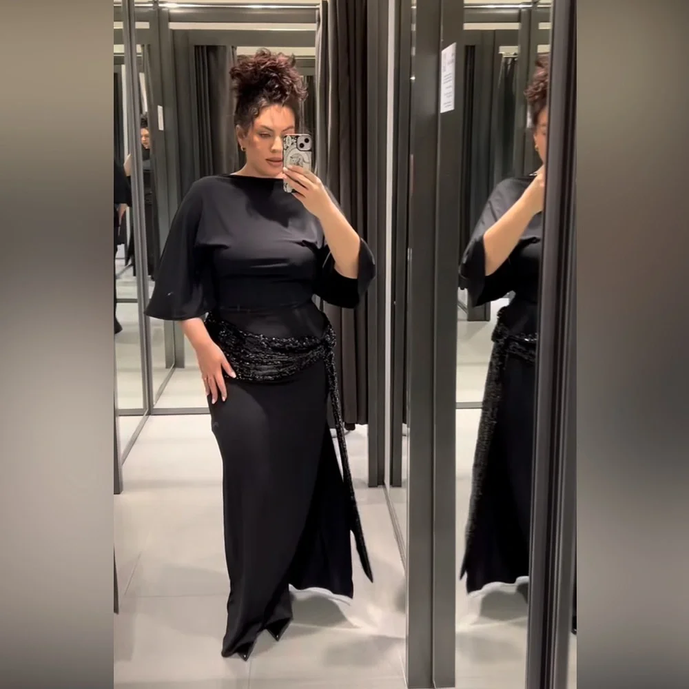 ZARA CUMMERBUND MIDI DRESS - Picture 7 of 17